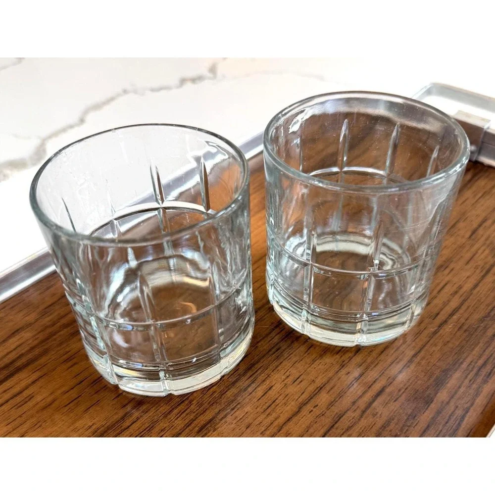 Anchor Hocking Tartan Whiskey Glasses | Mid Century Plaid Barware Set